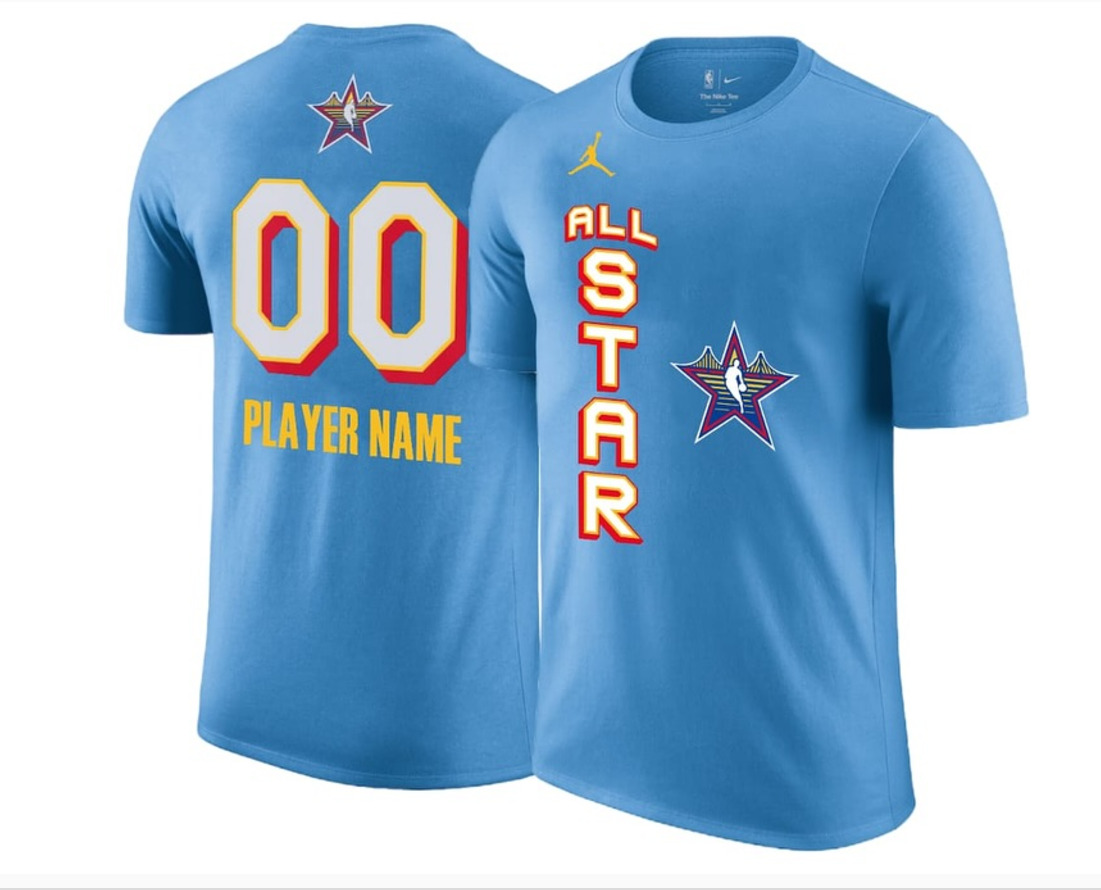 Men Custom 2025 NBA all Star blue T Shirt->nba t-shirts->Sports Accessory